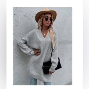 Shein Drop Shoulder Split Hem Sweater